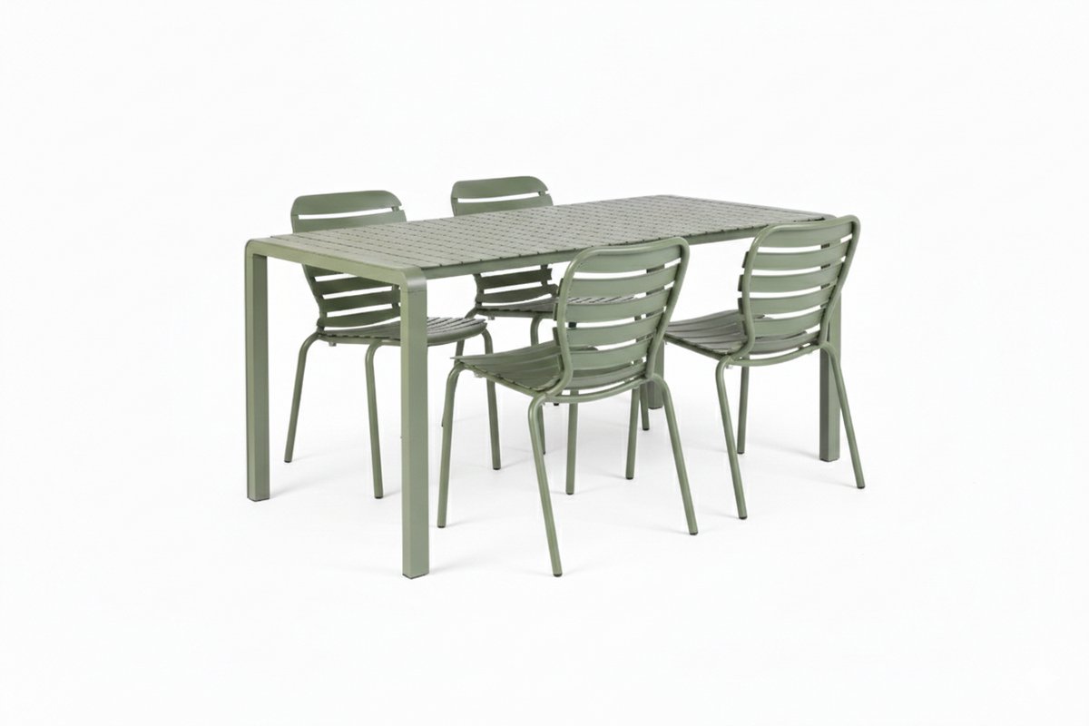 Zuiver Vondel Tuinset 4 personen - tuintafel + 4 stoelen Groen