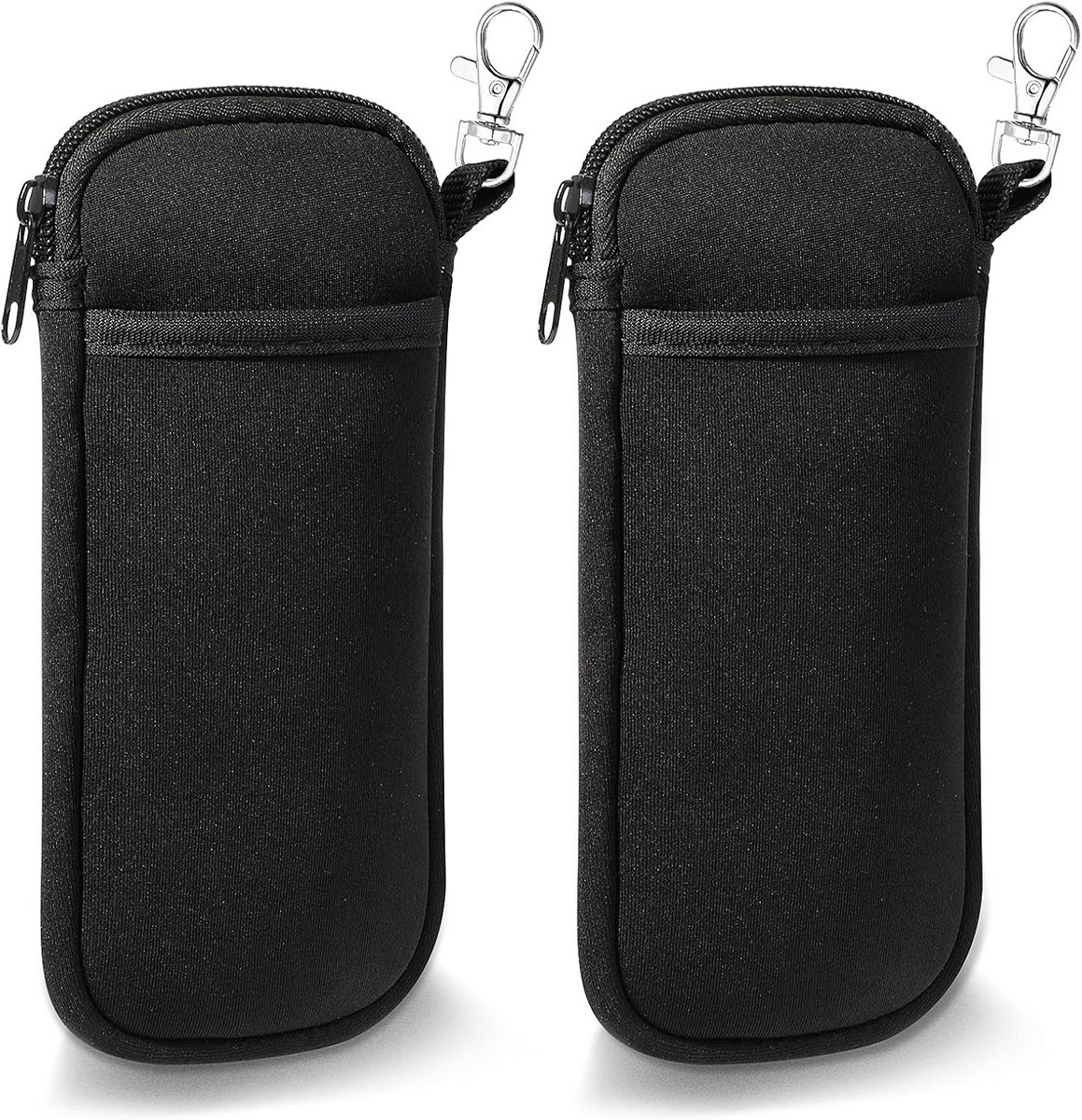 Dubbele Zachte Brillenkoker met Karabijnhaak - Ultra Licht Neopreen Pouch voor Zonnebril en Leesbril