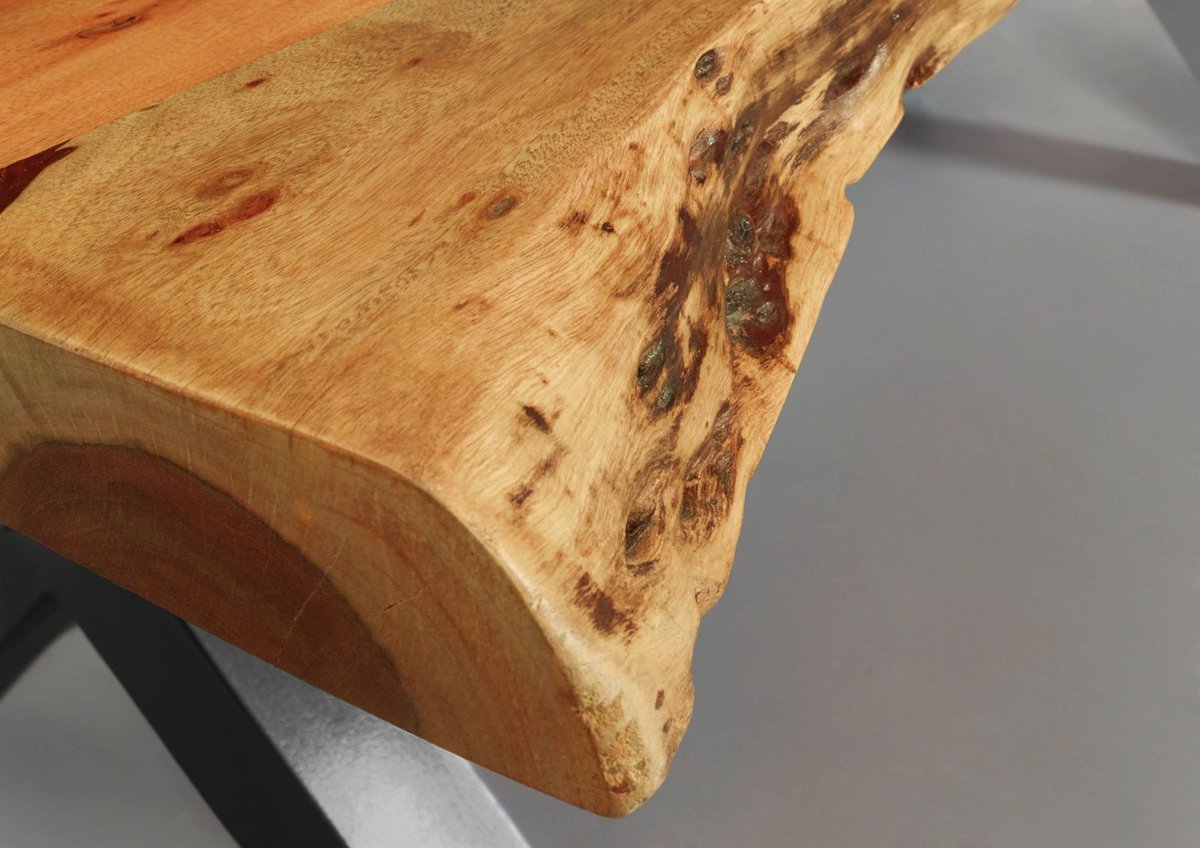 MASSIVMOEBEL24.DE IRON LABEL #188 eettafel natuur gelakt acacia 240x110x76 cm (BxTxH)
