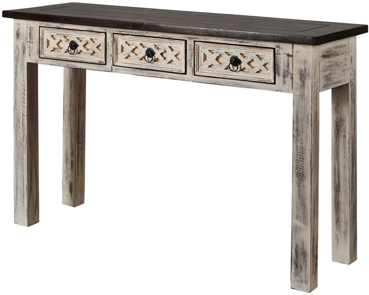 MASSIVMOEBEL24 .DE CASTLE-ANTIK #225 consoletafel wit gewaxed massief hout mango / acacia 120x40x76 cm (BxTxH)