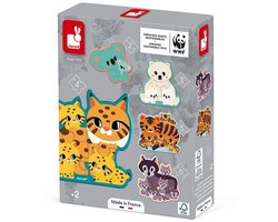 Janod WWF - Set Met 5 Dierenpuzzels - Het Aantal Stukjes Van De Puzzel Komt Overeen Met Het Aantal Dieren Op De Afbeelding - Geschikt Vanaf 2 Jaar