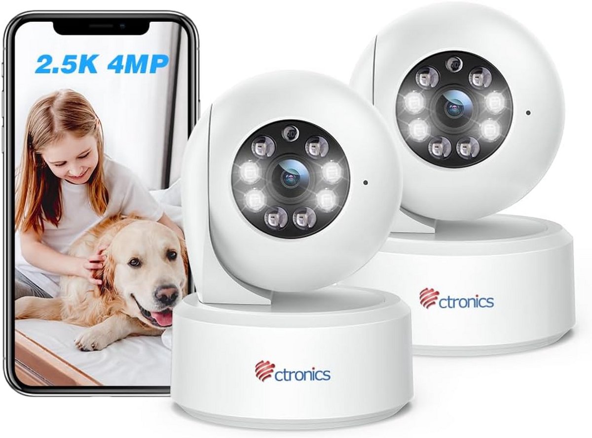 4MP Bewakingscamera Binnen met Nachtzicht en 360° Dekking