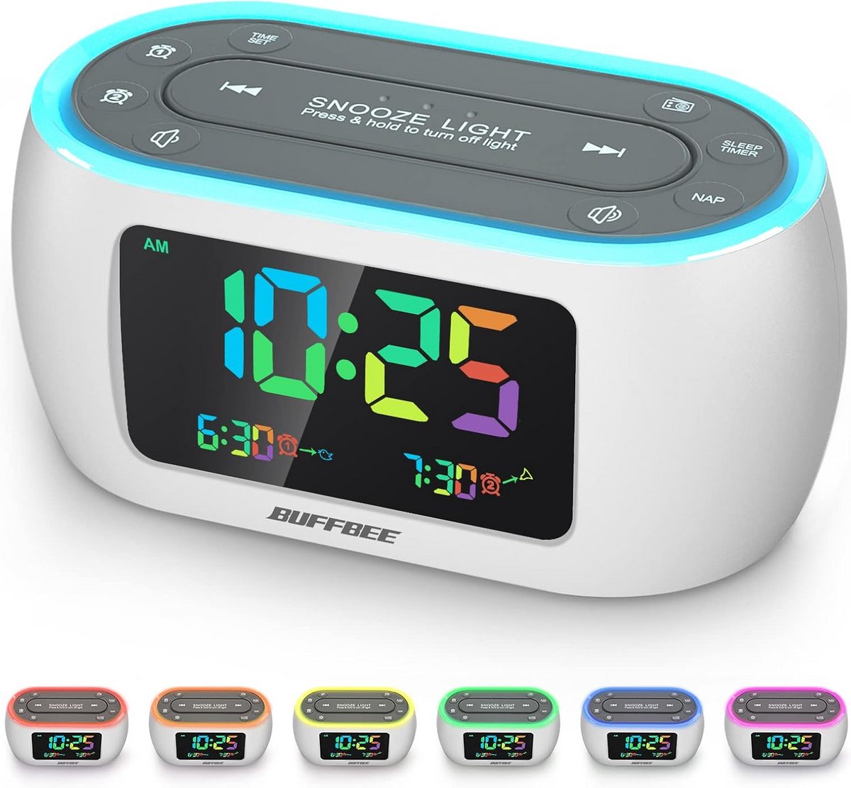 Digitale Radiowekker met Multifunctionele LED Nachtlamp en Dubbel Alarm