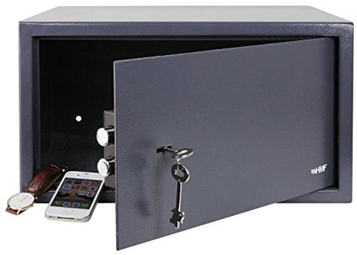 Wandkluis met sleutel voor laptop en documenten, 45 x 25 x 36,5 cm, antraciet
