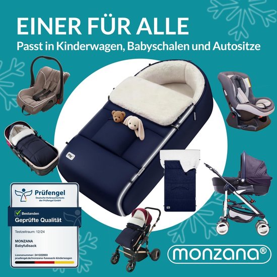 Voetenzak Baby met Handwarmers en Reflectoren voor Kinderwagen en Autostoel - Winter Slaapzak Marineblauw — afbeelding 2