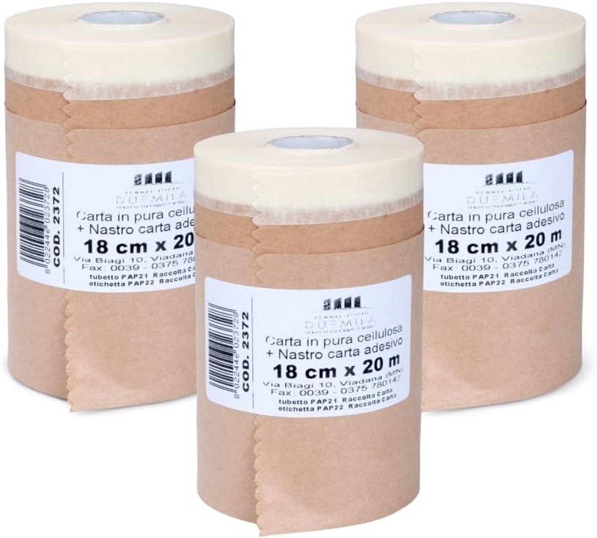 Afplakpapier 2000 - 3 Rollen Papier met Plakband voor Muren, Plinten en Meubels - 18 cm x 20 m