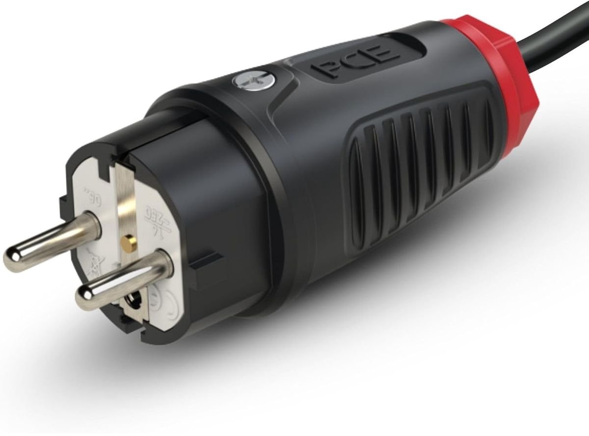 PCE 0521-sr Stekker met randaarde Rubber, Thermoplast 250 V Zwart, Rood IP54