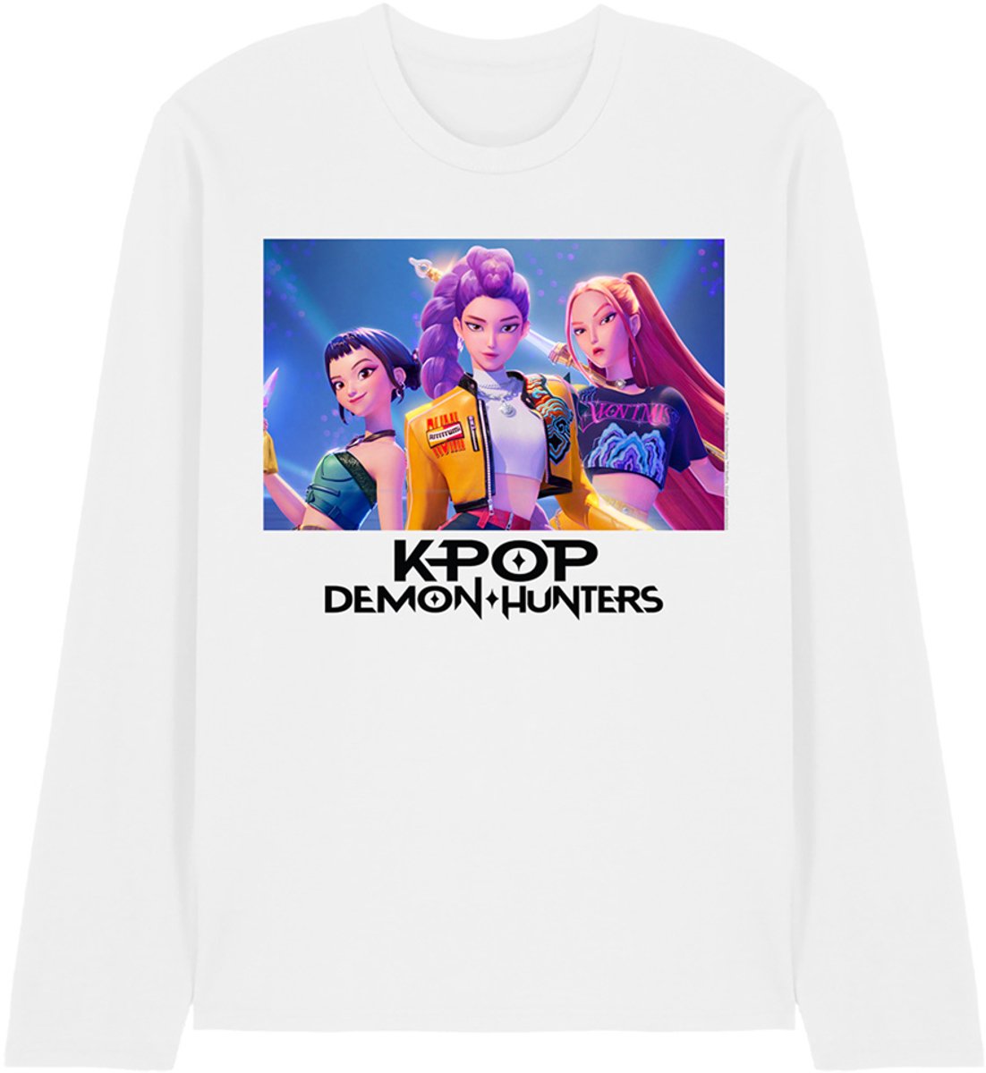 Kpop Demon Hunters Heroic Huntrix Huntrx Unisex T-shirt met lange mouwen - Wit - XL