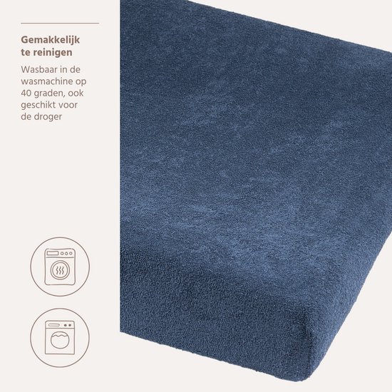 Meyco Baby Uni Aankleedkussenhoes - 2-pack - Badstof - Indigo - 50x70cm — afbeelding 4