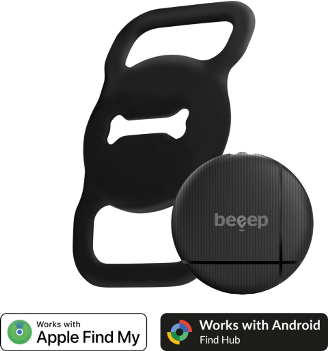 Beeep OneTag Apple Find My & Android Tracker - Dog Collar Tag - Black