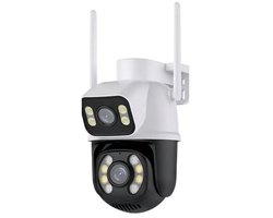 Caméra WiFi intelligente Tuya | Double caméra | 2x 3MP | Convient pour une utilisation en extérieur | IP65 | 355 Rotatif motorisé | Peut être utilisé à distance