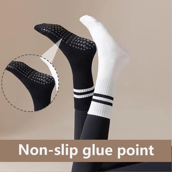 4 paar sokken voor dames maat 35-38 met antislip grip voor pilates en yoga — afbeelding 2