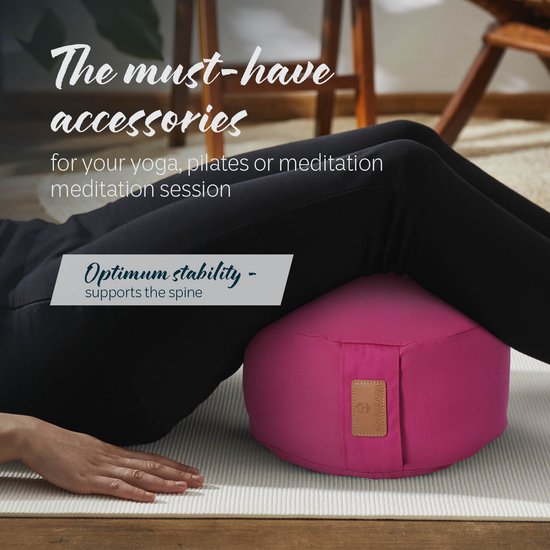 #DoYourYoga - Yoga kussen - »Vishnu« - rond meditatiekussen met bio-organische Spelt vulling - H:15cm, diam.30cm - roze van #DoYourYoga — afbeelding 2
