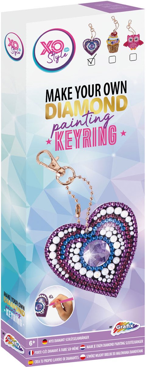 Diamond painting - Maak je eigen sleutelhanger - Diamond paint - sleutelhanger - Cupcake, hart of uil