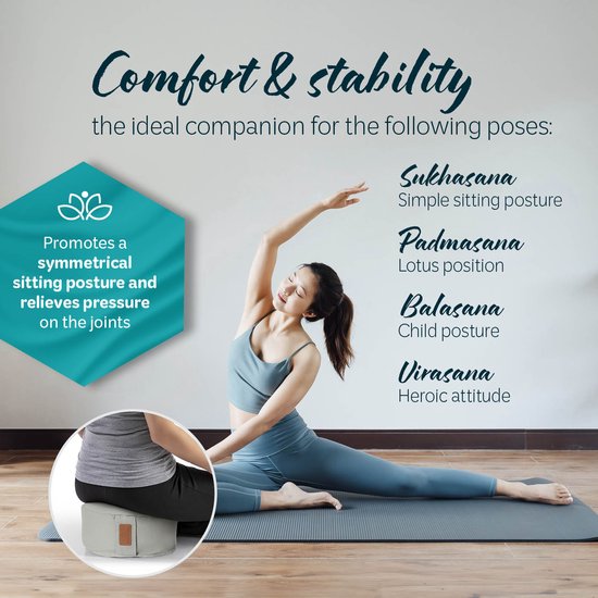 #DoYourYoga - Yoga kussen - »Vishnu« - rond meditatiekussen met bio-organische Spelt vulling - H:15cm, diam.30cm - muis grijs van #DoYourYoga — afbeelding 3