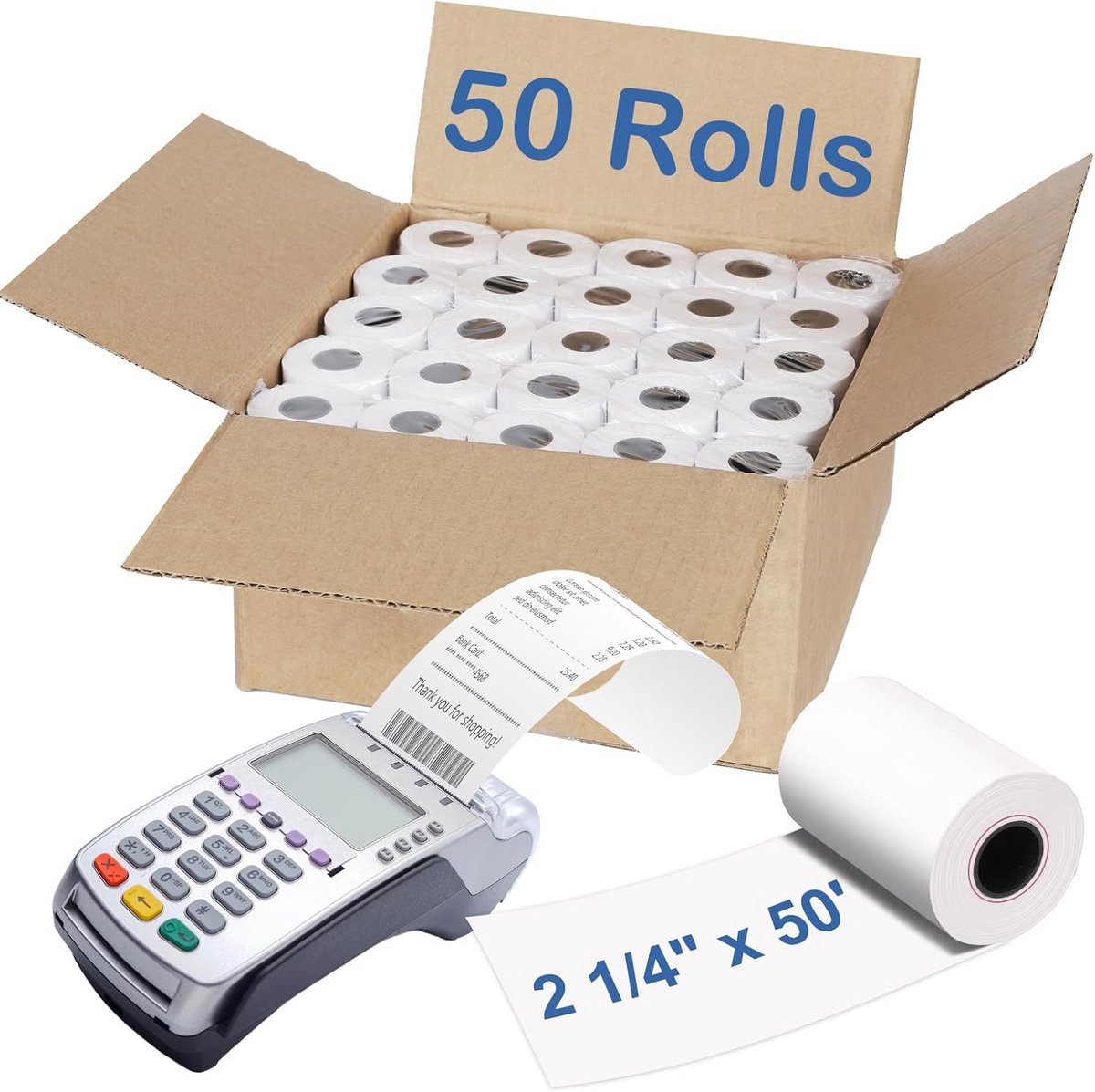 50 rollen thermisch papier 58mm x 50ft BPA-vrij voor kassabonprinter