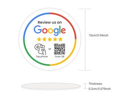 Google Review NFC TafelBordje – 1 Stuk – Review Us Bord – Plakbaar voor Tafel of Balie – Wit – Geschikt voor iPhone & Android – Meer Reviews voor Ondernemers