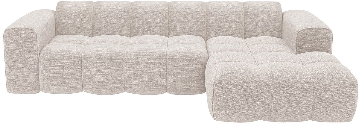 Vente-unique Rechterhoekbank in beige chenillestof - CALESO van Maison Céphy