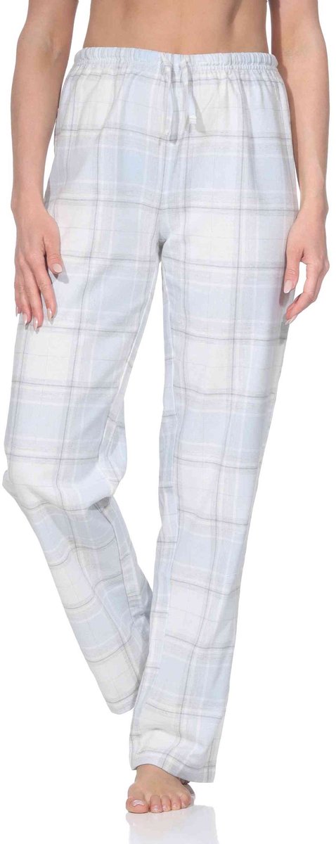 Normann geruite flanellen pyjamabroek voor dames - ideaal om te ontspannen hellblau
