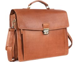 DE LAMASSU® (Axel) Leren Aktetas 17 Inch – Trolleyband – Luxe Business Laptoptas Unisex – Geschenkverpakking