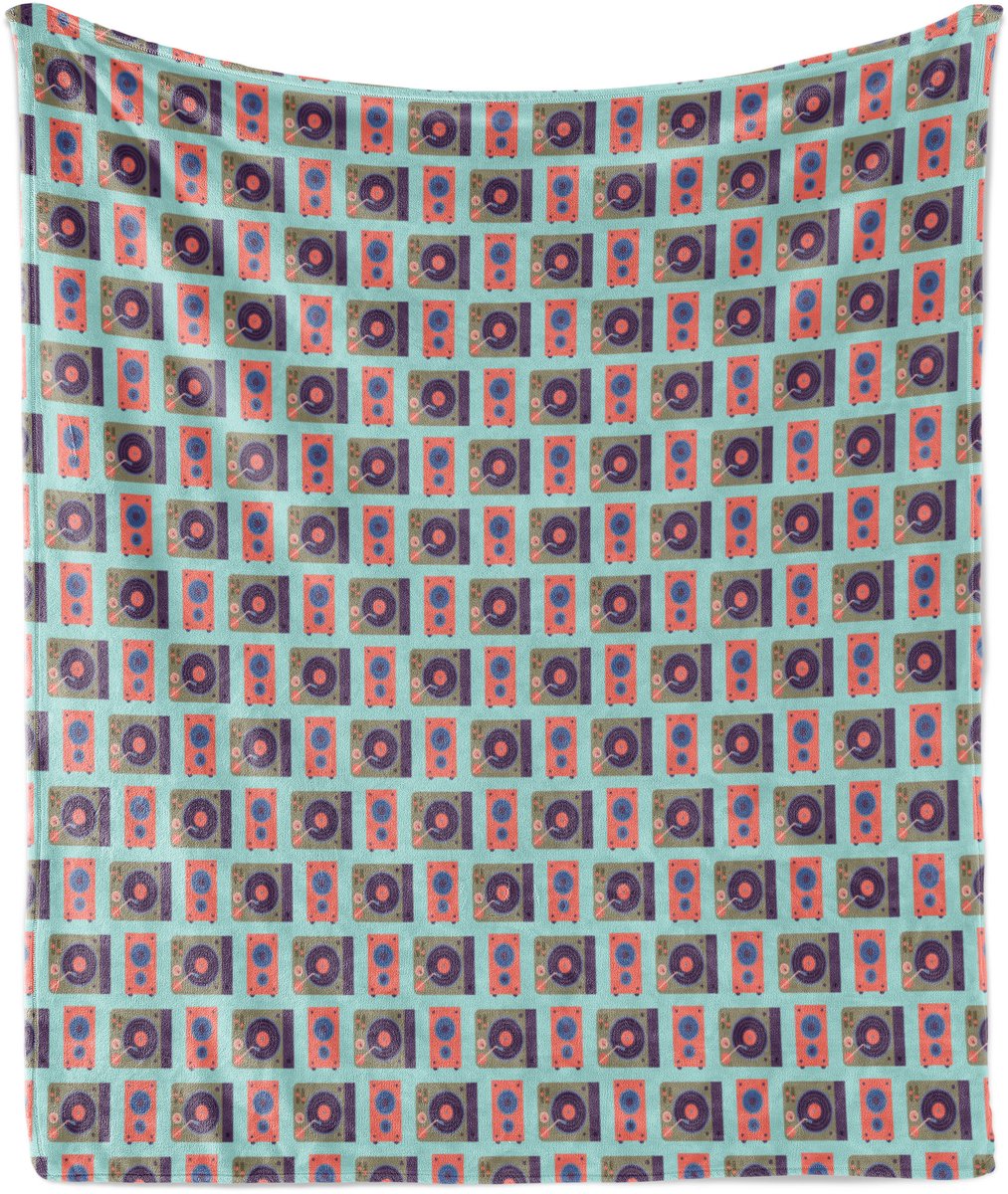 ABAKUHAUS HipHop Zachte Flanellen Fleece Deken, Nachtclub DJ Mixer, Gezellige Pluche Plaid, 125 x 175 cm, Multicolor