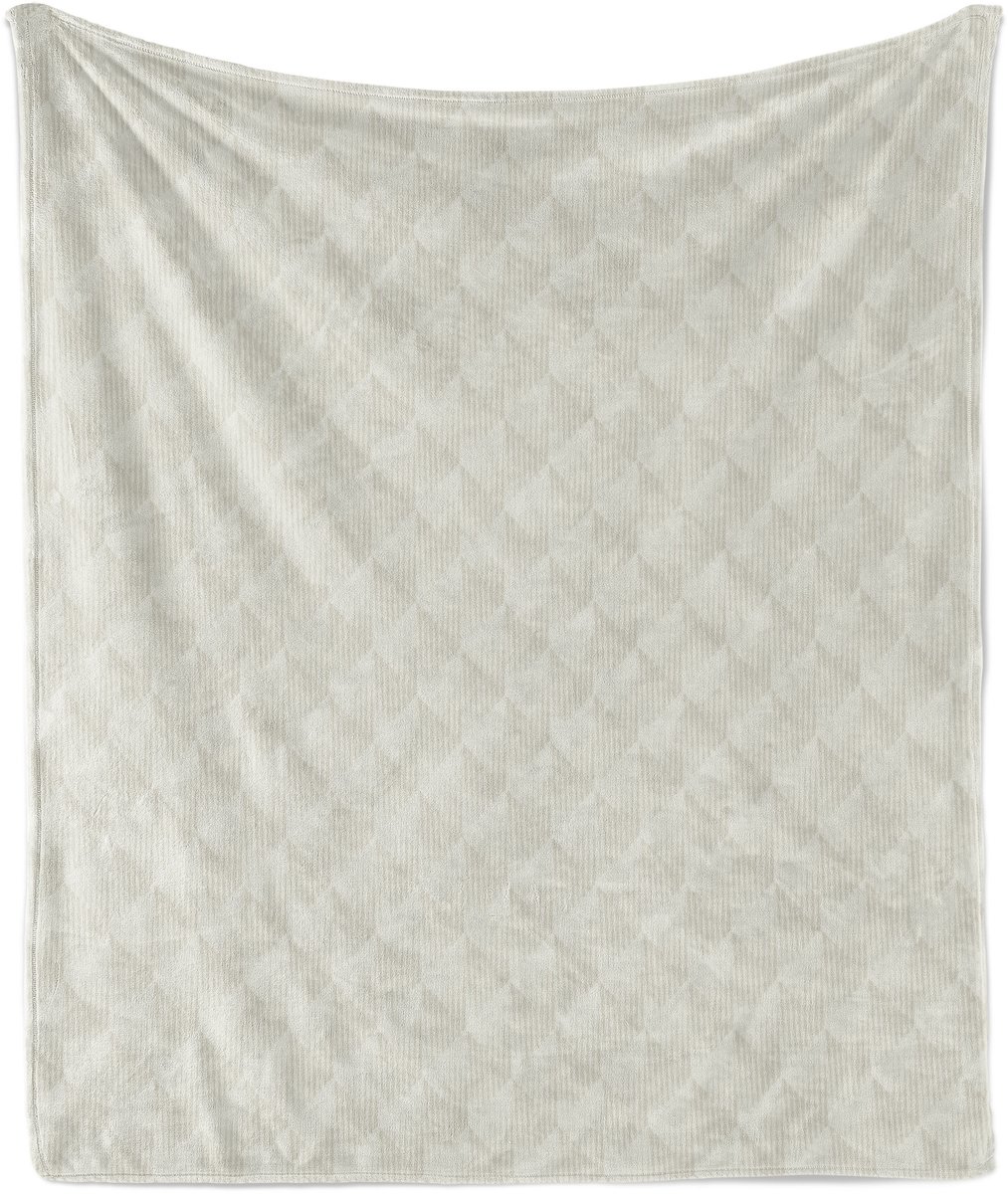 ABAKUHAUS Neutrale kleur zachte flanellen fleece deken, natuurlijke ruitjes, knusse pluche plaid, 175 x 230 cm, kokosnoot en grijsgeel