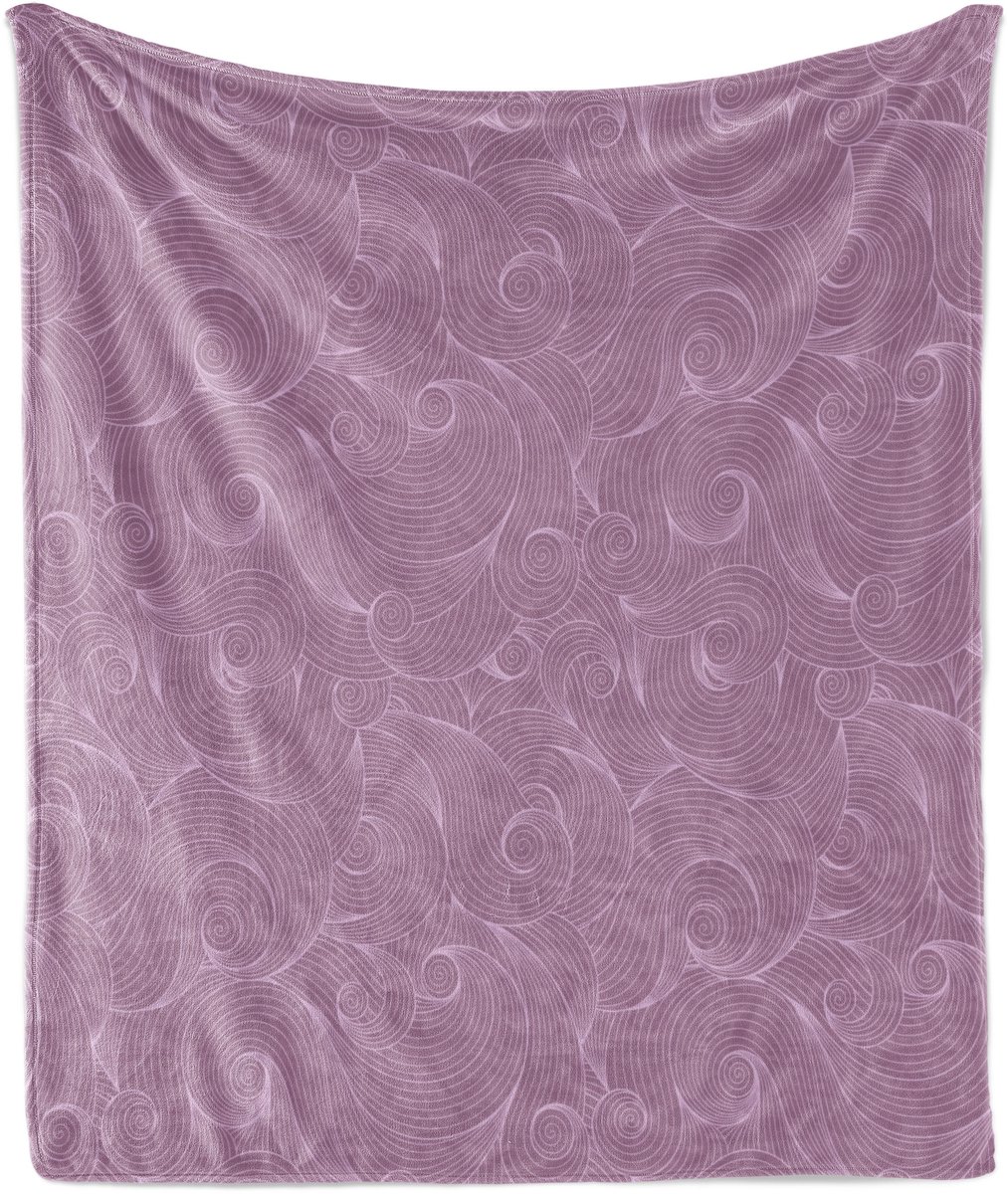 ABAKUHAUS Scribble Zachte Flanellen Fleece Deken, Krullende Lijnen & Spiralen, Gezellige Pluche Plaid, 175 x 230 cm, Paars/Grijs