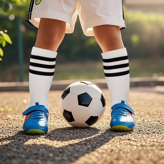 Voetbalsokken voor kinderen (4-6 jaar) - 2 paar sokken voor jongens en meisjes - Blauw en wit - Sport, voetbal, training. — afbeelding 4
