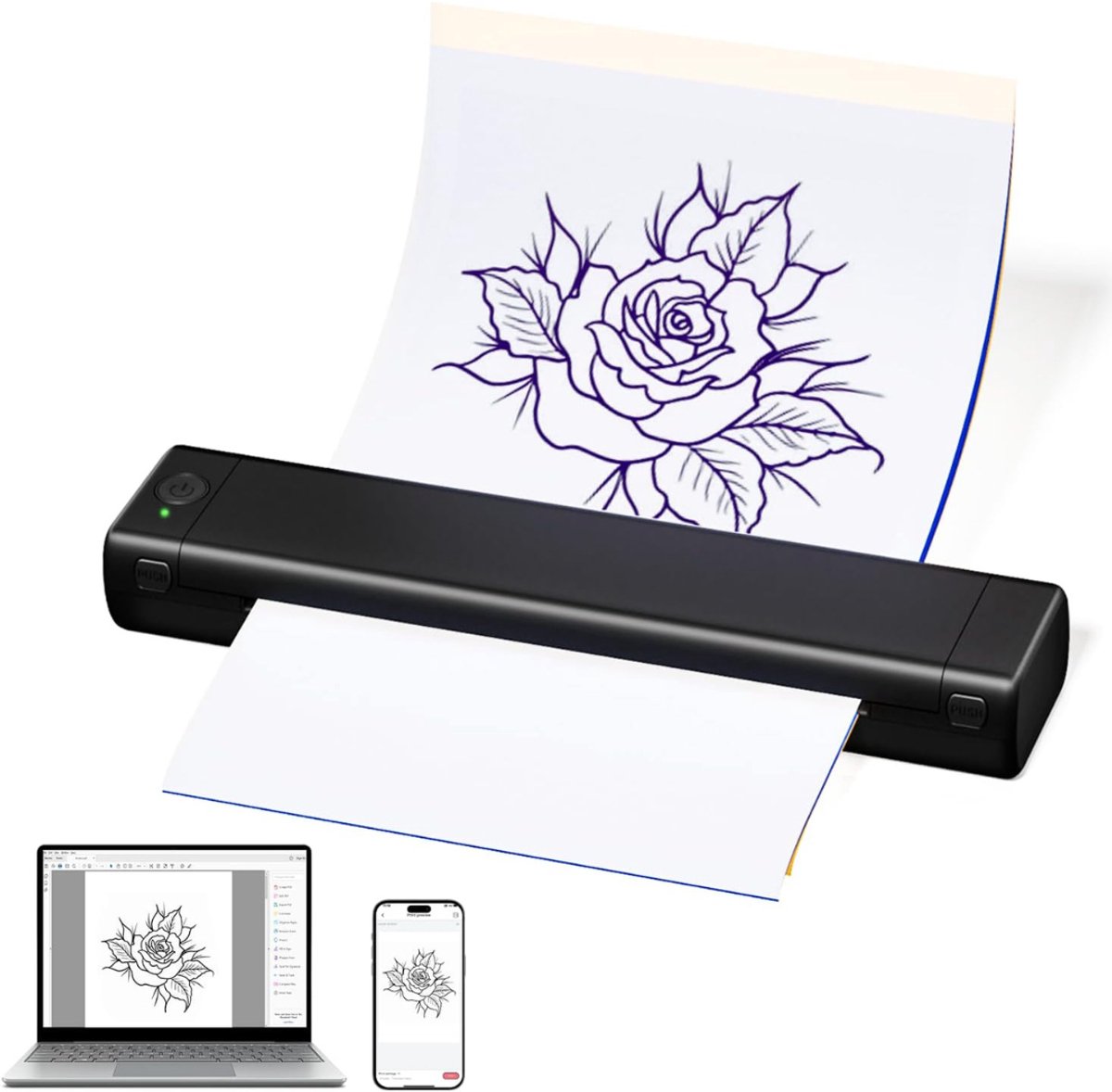 SAVI® Professionele tattoo-printer - Thermische printer - Tattoo - sjabloonprinter - Zwart - ‎31cmx 7cmx 5cm