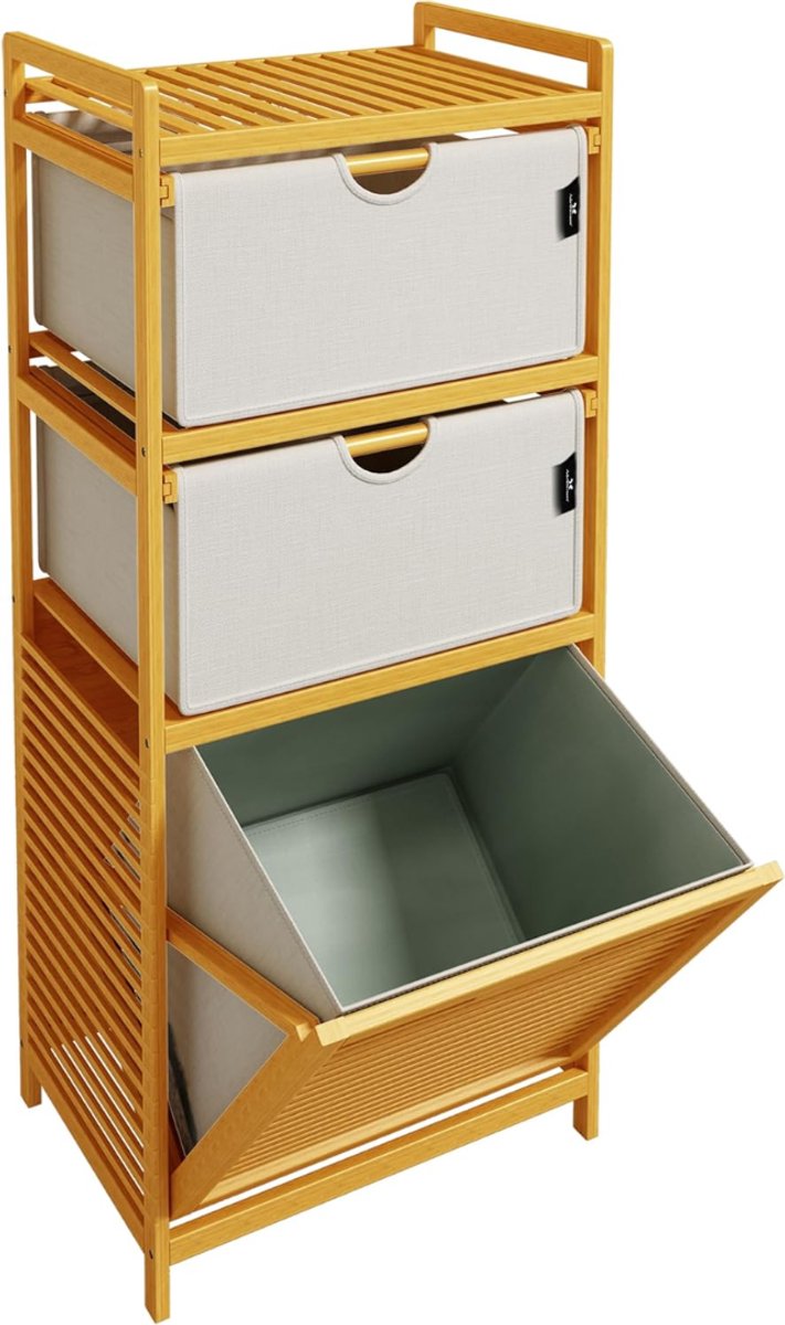CLVP® Wassorteerder 3 Vaken - Wasmand - Wassorteerder - Lichtgrijs en lichtbruin