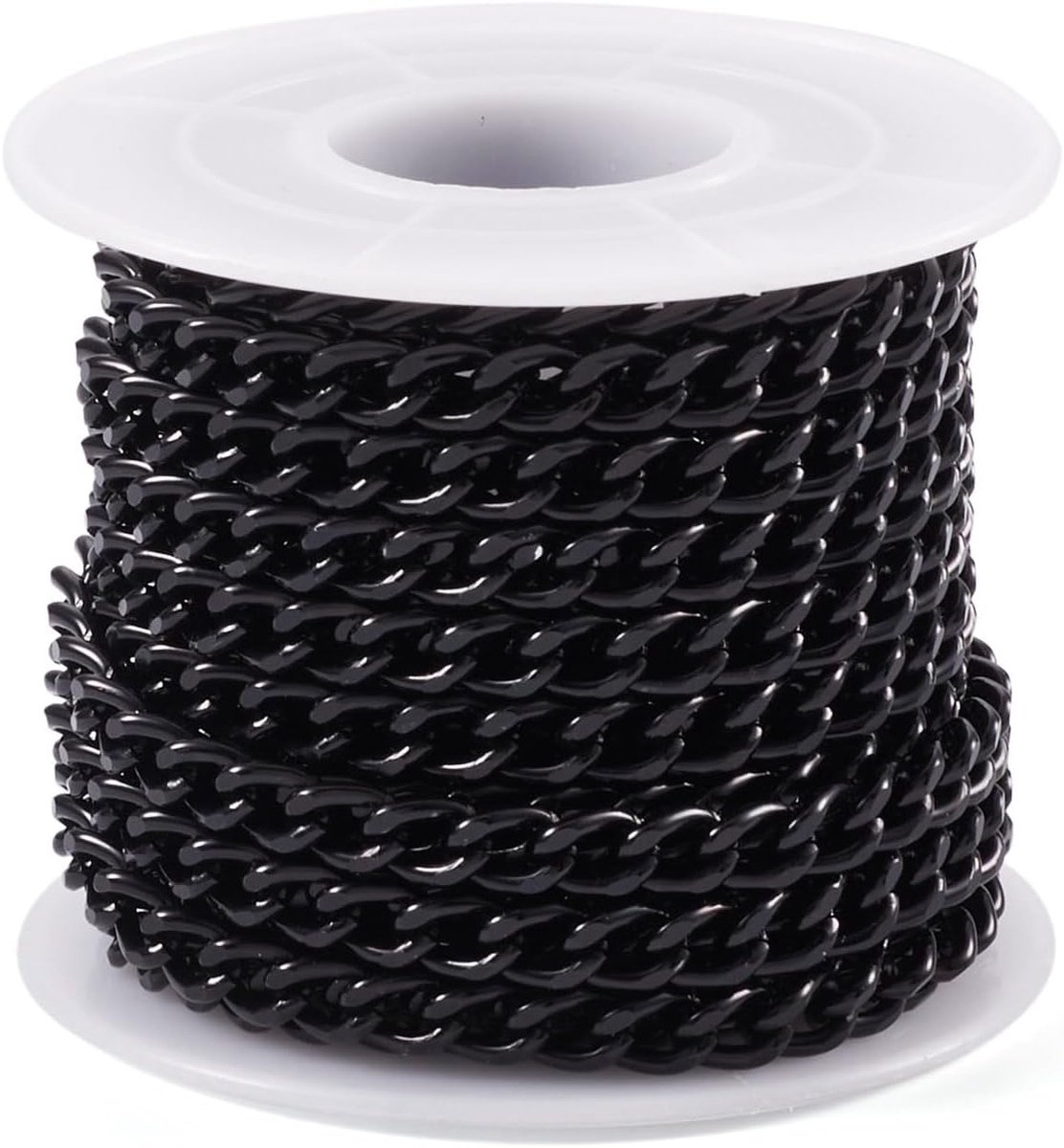5M Aluminium Curb Twisted Kettingen Zwart Metalen Ketting Link Bulk 7x5x1.5mm voor DIY Sieraden Maken