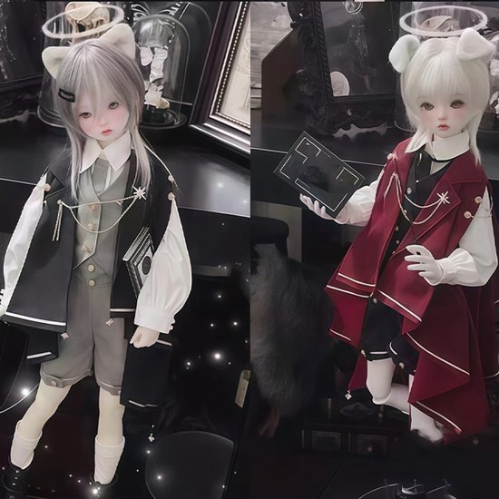 Poppenkleding Set - Actiefiguur Kleding - Poppen Aankleden - Magisch Gewaad Design - 1/4 BJD Schaal - Rood Zwart — afbeelding 3