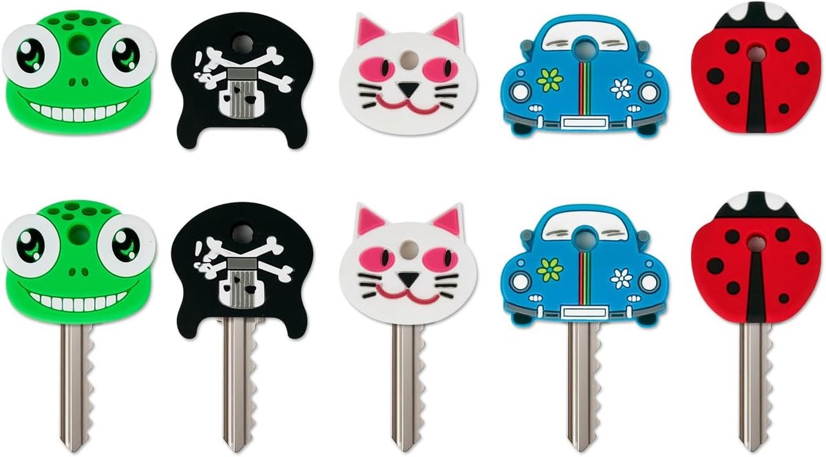 Sleuteldoppen Set - Sleutelkappen Hoezen - Sleutels Onderscheiden - Duurzaam Flexibel PVC - 10 Stuks - Multicolor