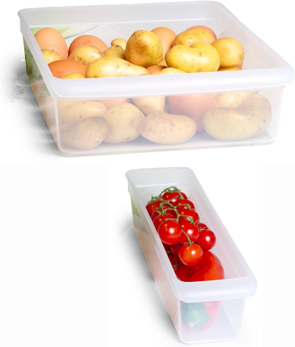 Koelkast Organizer Set - Keuken Opbergvak - Voedsel Bewaren - BPA-Vrij Materiaal - Klein Groot