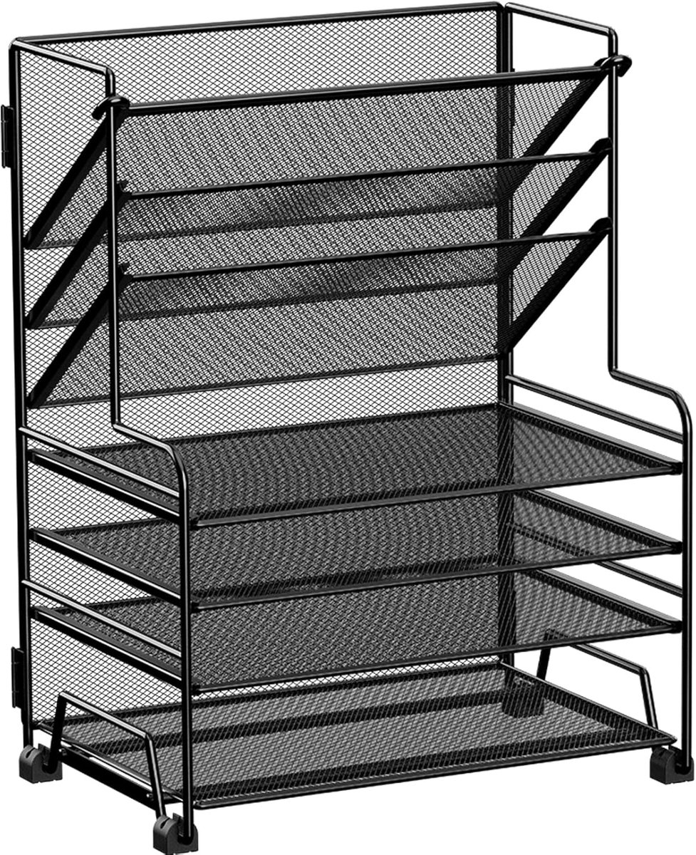 Papier Organizer - Documenten Sorteren - Bureau Opruimen - Meerdere Vakken - 43.8cm Hoog - Zwart