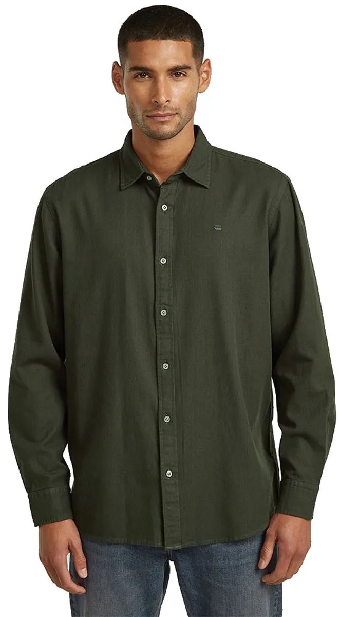 G-Star Clean Regular Shirt ls Heren Overhemd Asfalt Gd