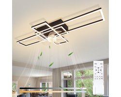 NETTLIFE Moderne Plafondlamp met Ventilator LED - 94cm - 6 Standen - Dimbaar - Met Afstandsbediening en Timer - Voor Woonkamer Eetkamer Slaapkamer