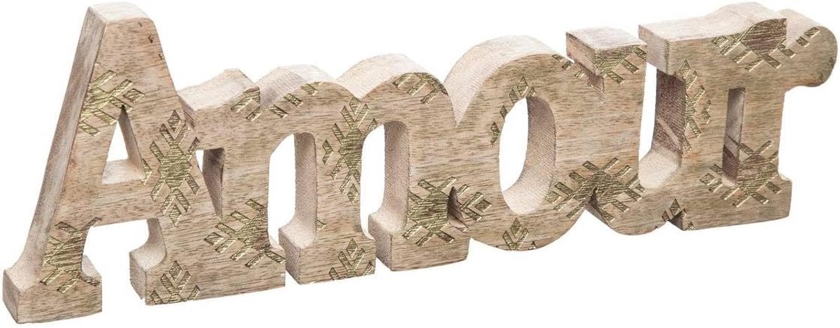 Decoratief Woord - Liefde Tekst - Woonkamer Decoratie - Massief Mangohout - 30cm Lengte - Natuurlijk Hout