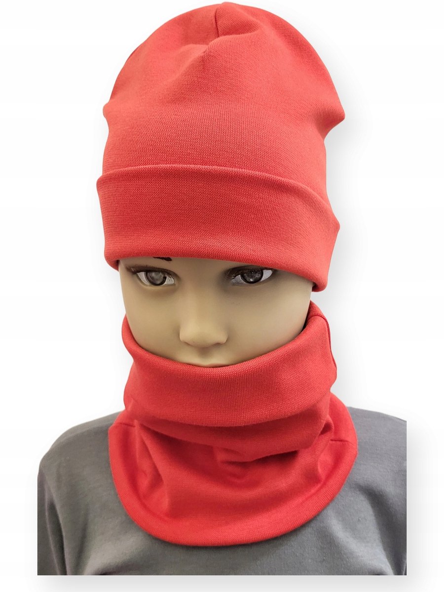 Dartomik - Czapka en Sjaal Set - Baby - Rood - Oeko-Tex