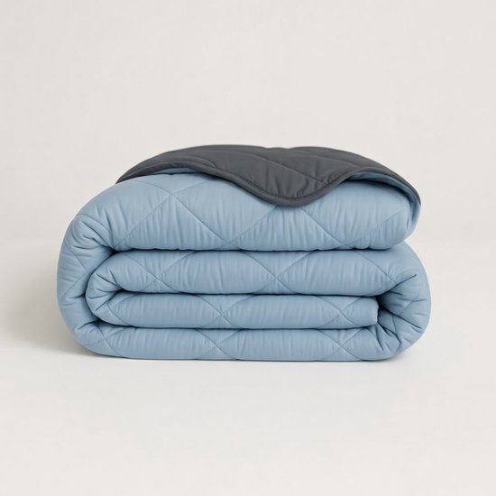 Y-NOT Dreambed Original All Year Light Blue / Dark Grey - 240x220 - Lits Jumeaux - Dekbed Zonder Overtrek - Dreambed Original - Wasbaar Hoesloos Dekbed - 30 dagen proefslapen - Dekbed met vaste overtrek