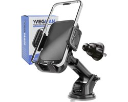 Wegman Telefoonhouder Auto Ventilatie en Zuignap 3-in-1 - Voor Dashboard Raam en Ventilatierooster - Autohouder voor alle Telefoons - Telefoonhouders Auto - GSM Mobiel Houder - Auto Accessories - Zwart