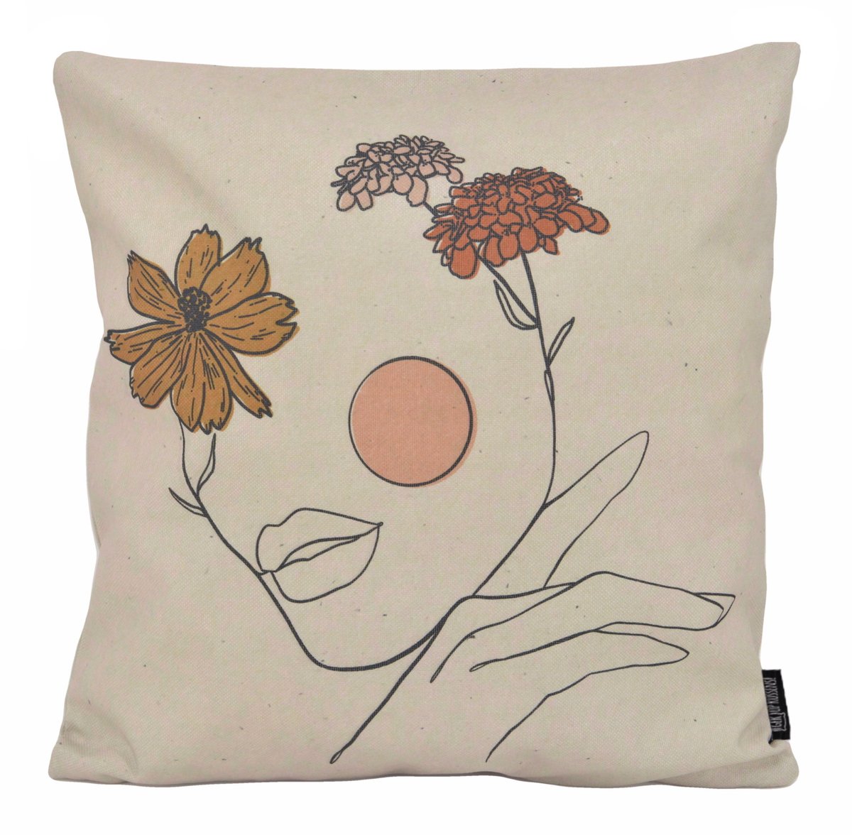 Gek op Kussens! Face Flower - Outdoor Kussenhoes | 45x45 cm | Katoen Bruin-Oker