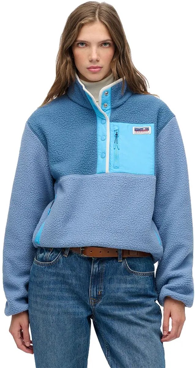 Superdry Colour Block Fleece Pull Over Jas XS Vrouw Blauw