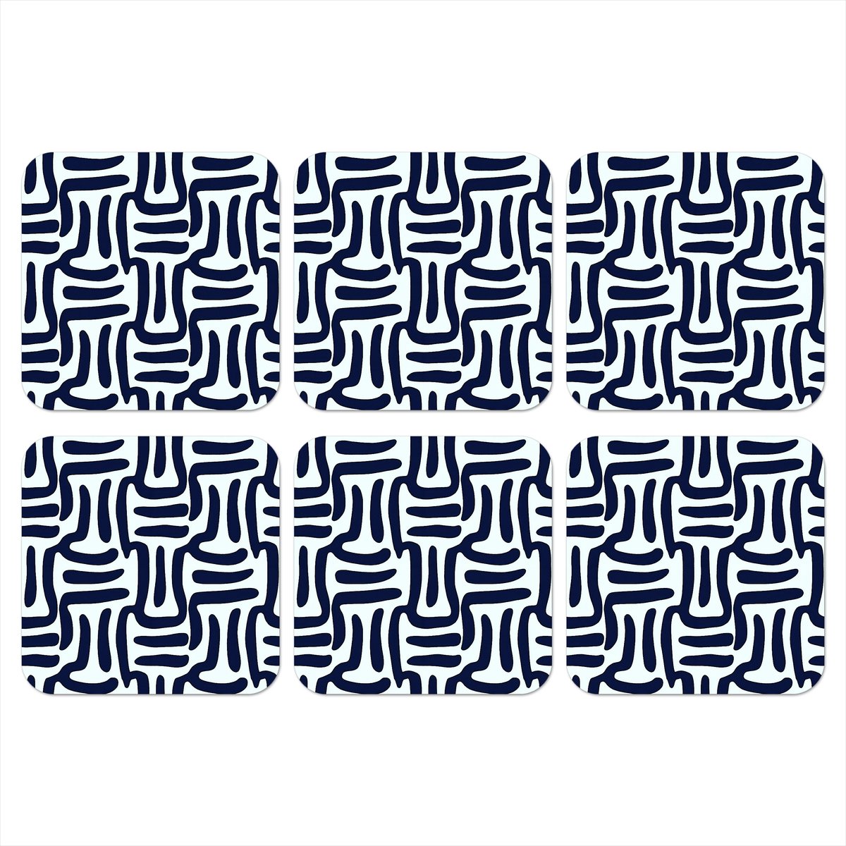 Onderzetters voor glazen - Abstract - Modern - Blauw - 10x10 cm - Glasonderzetters - 6 stuks