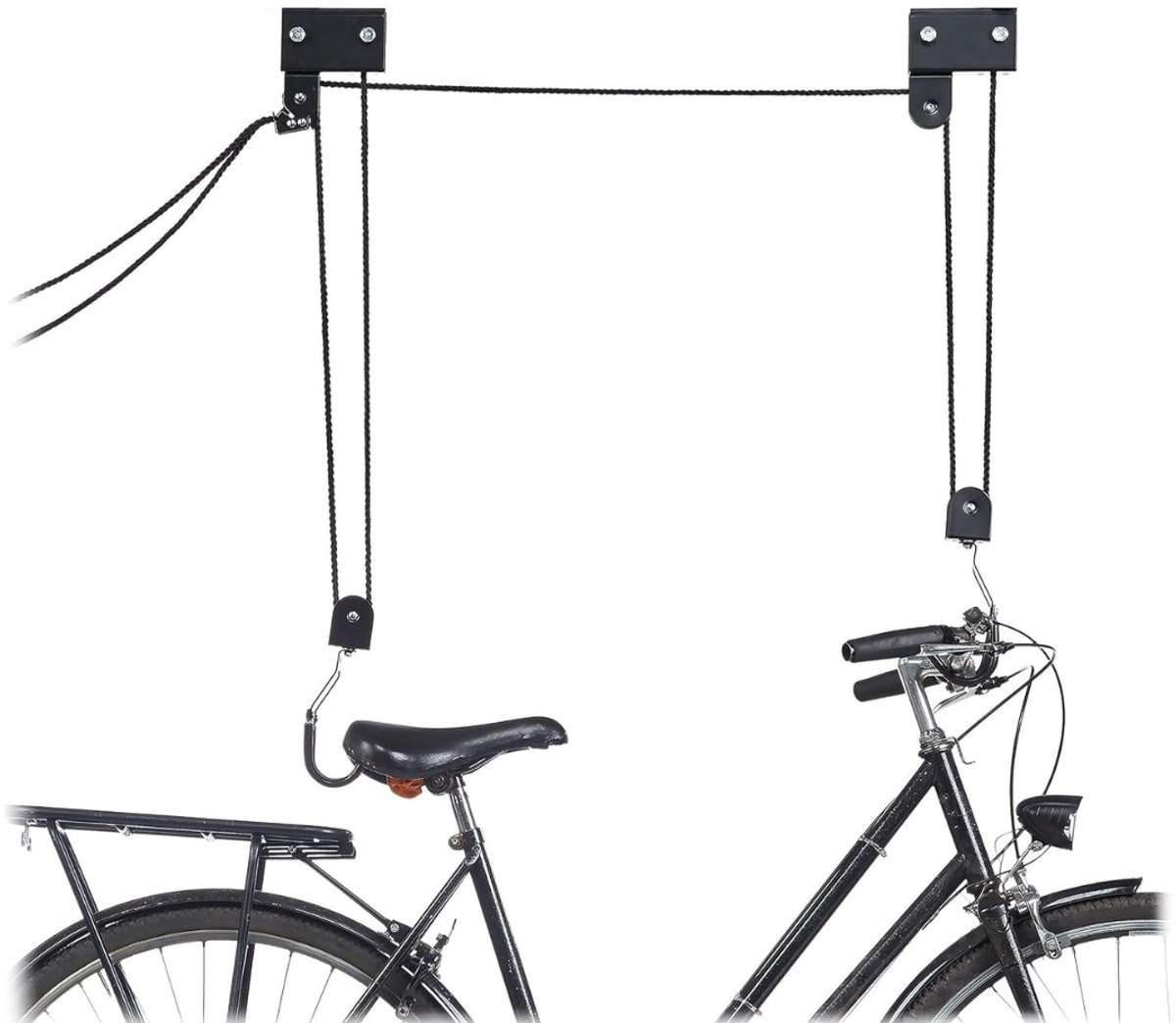 SAVI®Fietslift Ophangsysteem - Ophangen fiets aan Plafond - Fietstakel XXL - Zwart -3cm x 1cm x 16cm