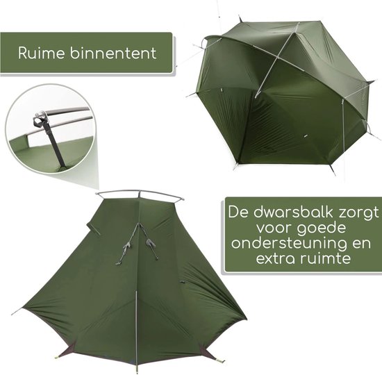 Naturehike Tagar 2 - 2 persoons lichtgewicht tent - Waterdichte kampeertent - 20D 4000MM - Inclusief grondzeil - Outdoor koepeltent - Groen van Naturehike — afbeelding 4