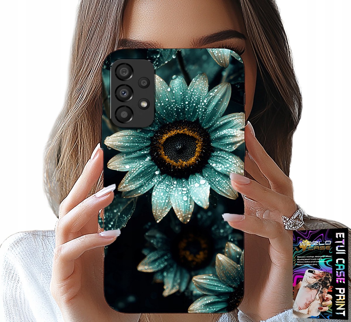 HOESJE VOOR SAMSUNG GALAXY A23 5G - BLAUWE GERBERA + FOLIE