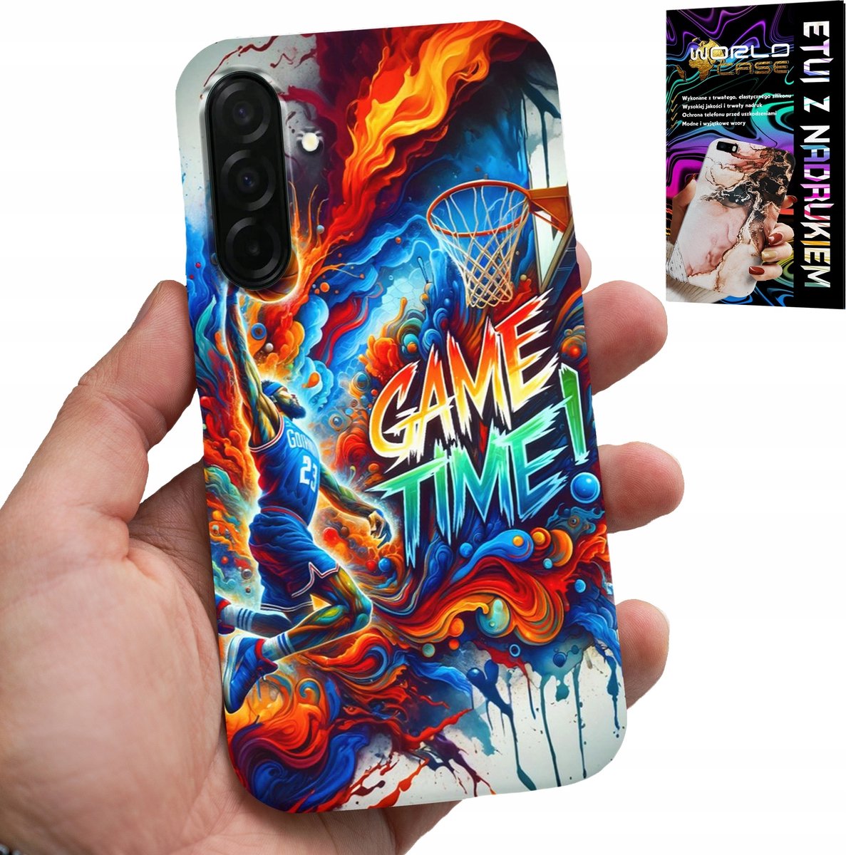 HOESJE VOOR SAMSUNG GALAXY A26 5G - NBA GAME TIME BASKETBAL, HOESJE + GLAS