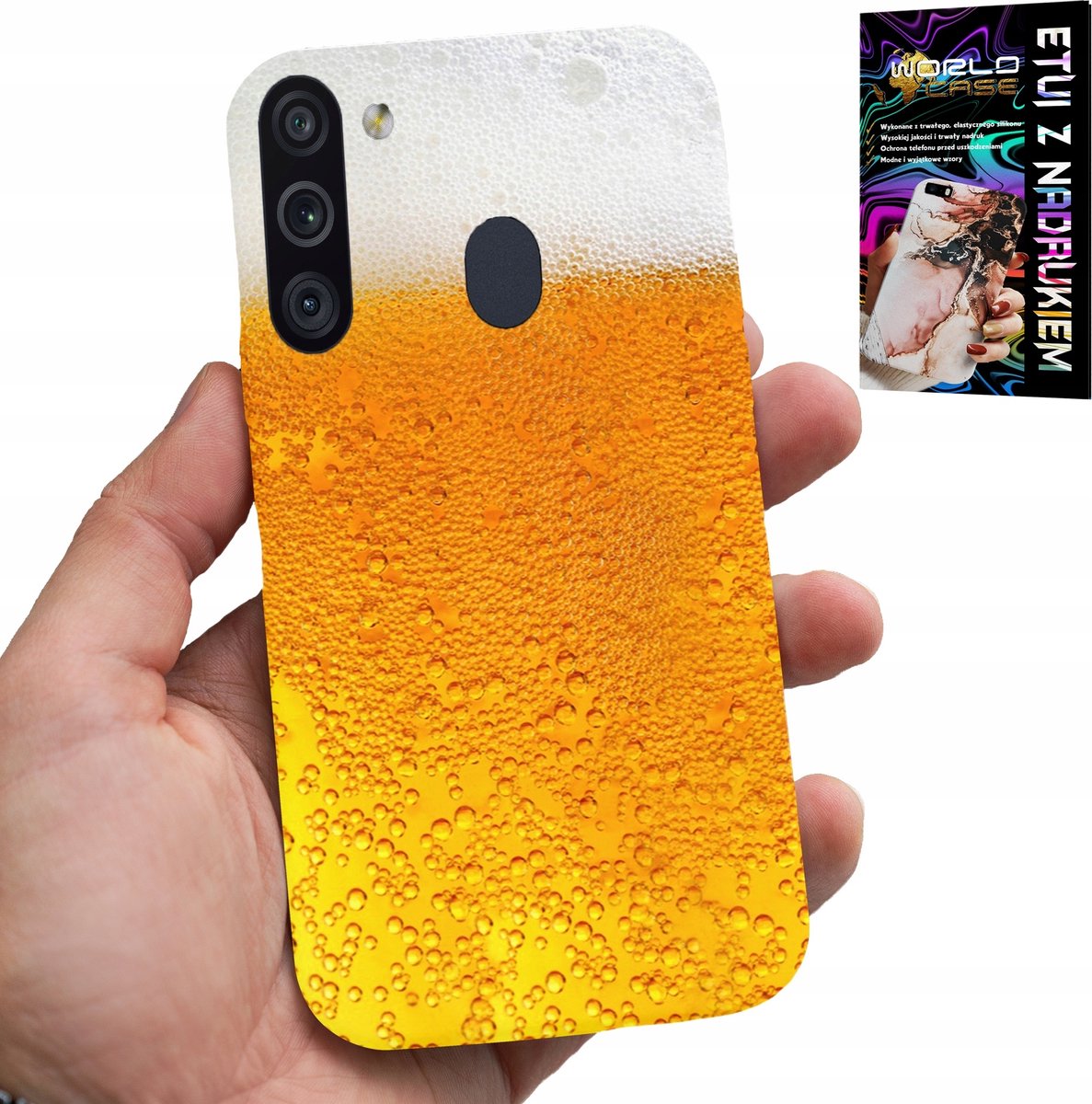 HOESJE VOOR SAMSUNG GALAXY A21 - BIER, MOKKEN MET PATROON VOOR HEREN