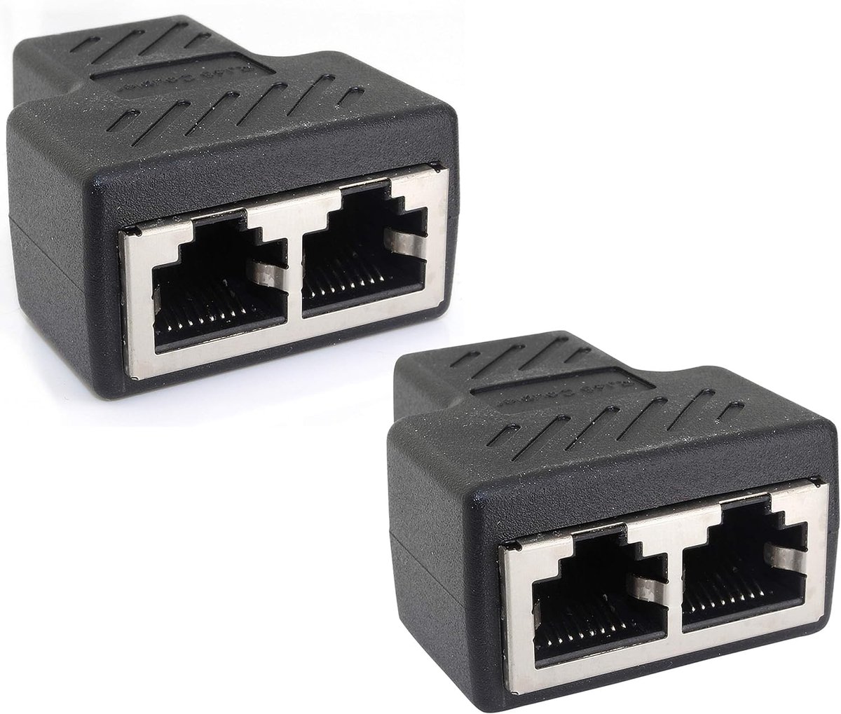 Netwerk Splitter - Ethernet Adapter - Poorten Verdubbelen - Één Poort Twee - 2 Stuks - Zwart